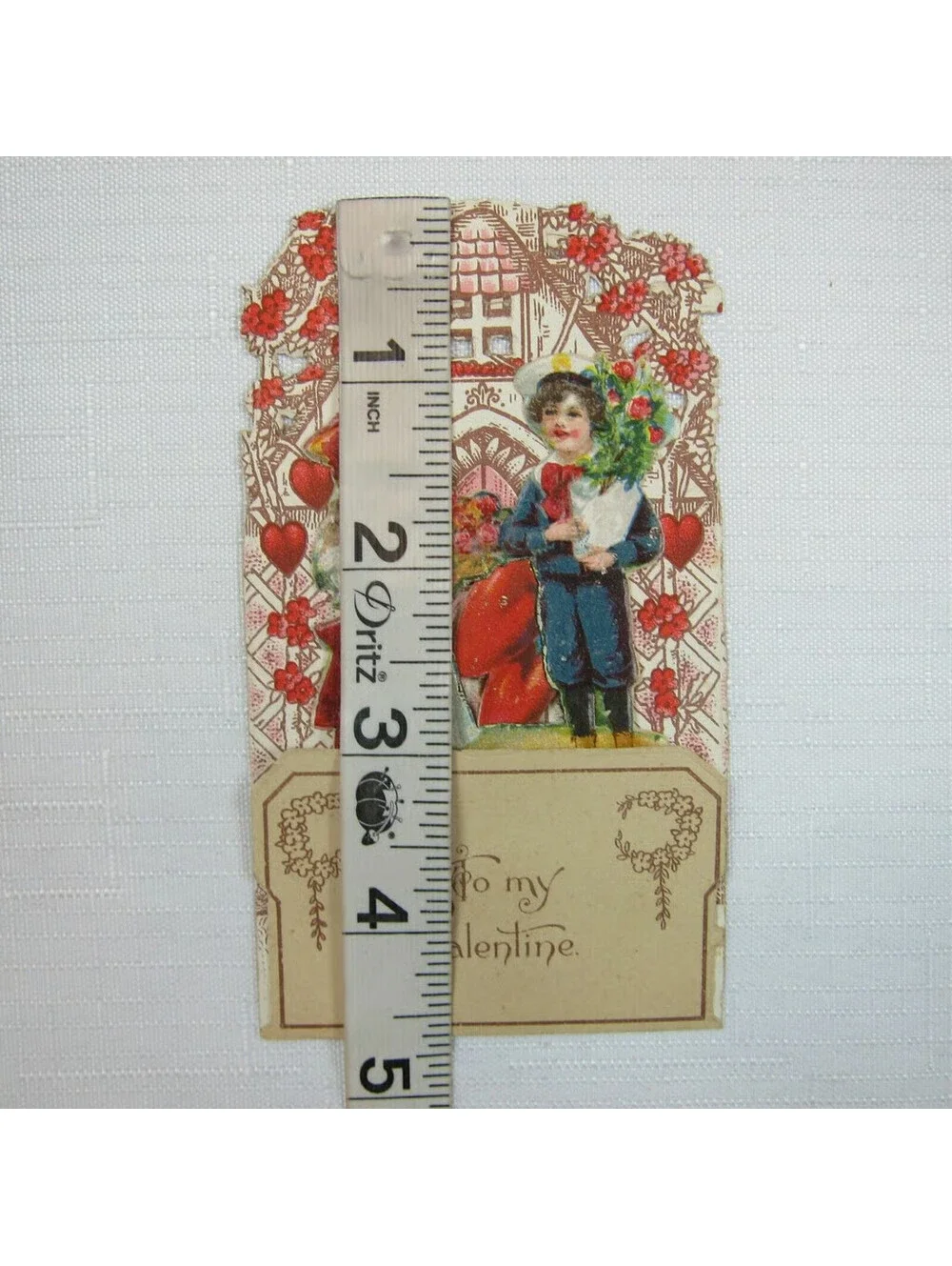 Vintage Valentine Pop Up 3D Pull Down Die Cut Victorian Girl Boy Flowers Germany